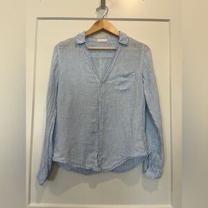 CP SHADES Sloane Blouse Blue & White Striped Linen Beachy Resort Minimalist sz S